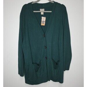 NWT Duluth Trading Shiftless Cardigan Sweater Green Women’s XXL Cotton Blend
